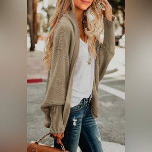 Women's Kimono Batwing Cable Knitted Slouchy Oversized Wrap Cardigan Sweater